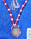 Early 19th Century Chumash Native American Beaded Necklace w/ Silver Piece 1807