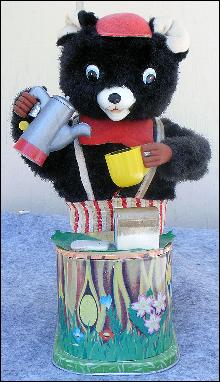 Vintage Battery Operated Maxwell Coffee Tin Bear Made in Japan
