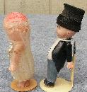 Vintage 1930's Celluloid Dolls Bride and Groom Cake Toppers 4 ½