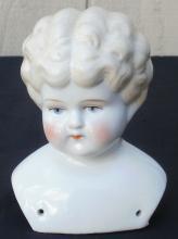 Antique Vintage China Doll Head Only Molded Hair Shoulder Plate Excellent