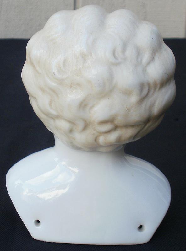 Antique Vintage China Doll Head Only Molded Hair Shoulder Plate Excellent