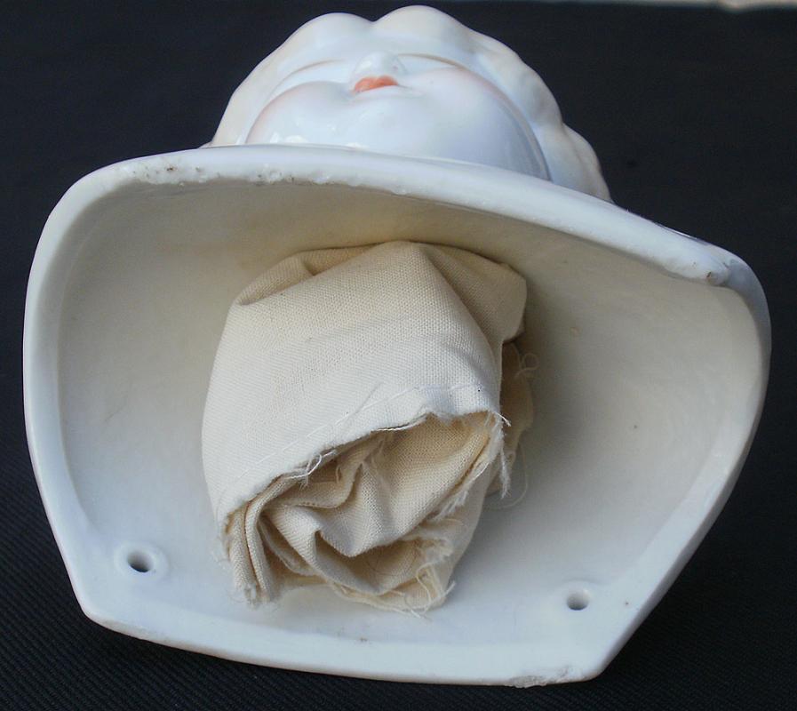 Antique Vintage China Doll Head Only Molded Hair Shoulder Plate Excellent