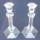 Vintage Signed Val St Lambert Pr of Gardenia Crystal Candlesticks 9 3/4