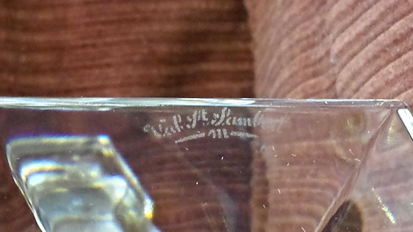 Vintage Signed Val St Lambert Pr of Gardenia Crystal Candlesticks 9 3/4