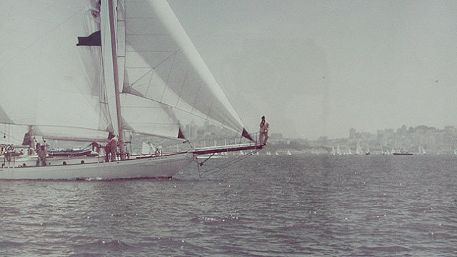 Large Real Photo Sail Boat Race S. F. Bay