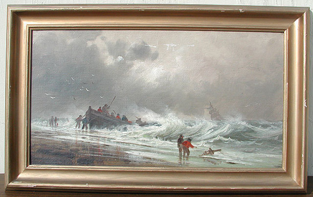 Oil Painting Shipwreck/Rescue, Sea Scape