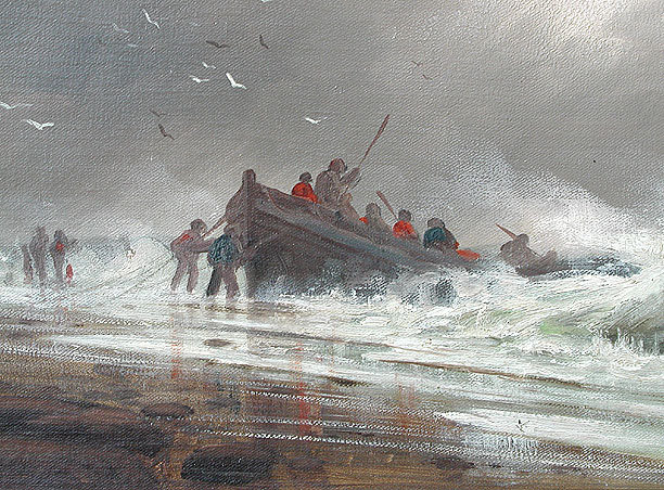 Oil Painting Shipwreck/Rescue, Sea Scape