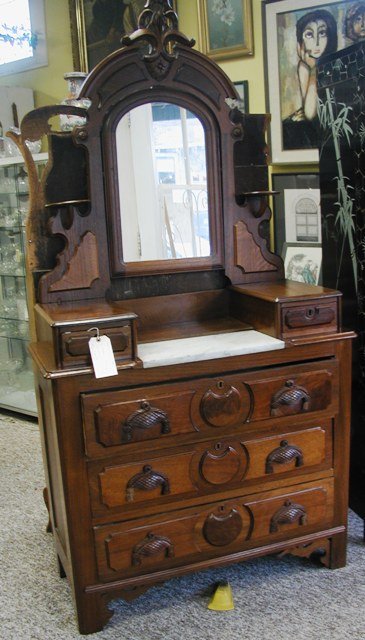 1880's Walnut Victorian Marble top Dresser