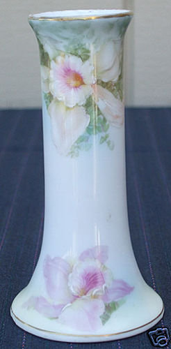 Victorian Hatpin Holder Handpainted Flowers Prussia