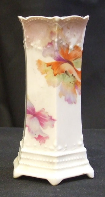 Victorian Hatpin Holder Handpainted Flowers RS Germany