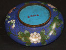Antique Vintage Blue Cloisonne Bowl w/Flowers China