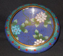 Antique Vintage Blue Cloisonne Bowl w/Flowers China