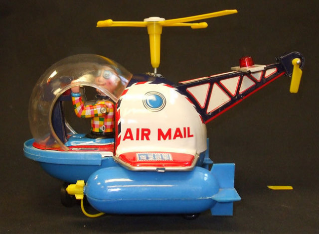 Vintage Air Mail Helicopter Battery Operated Toy Japan
