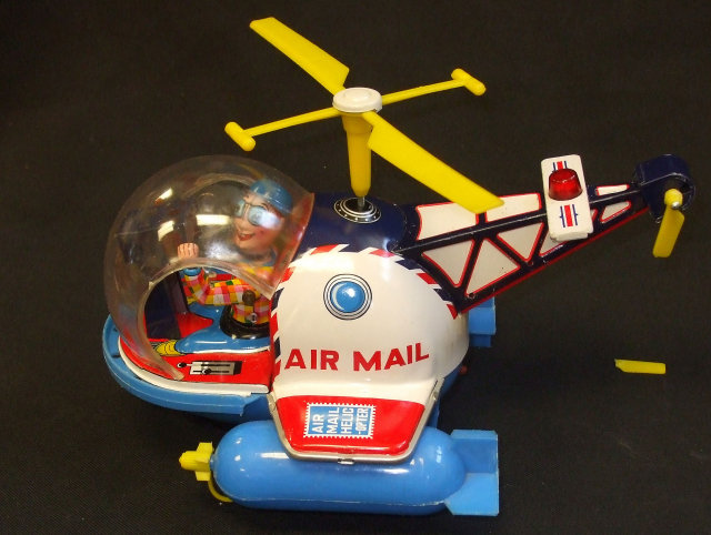 Vintage Air Mail Helicopter Battery Operated Toy Japan