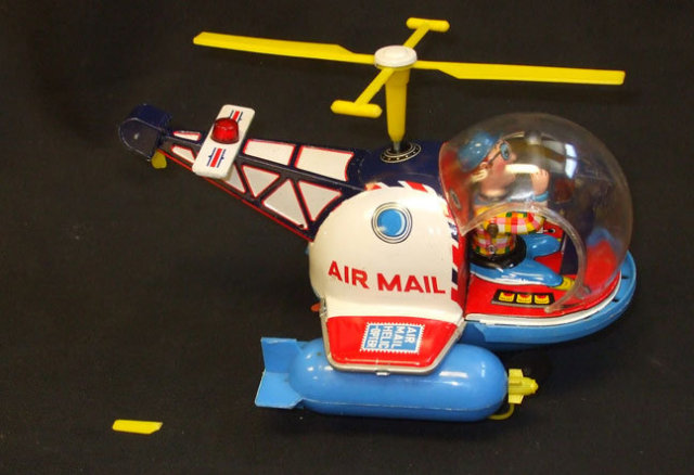 Vintage Air Mail Helicopter Battery Operated Toy Japan