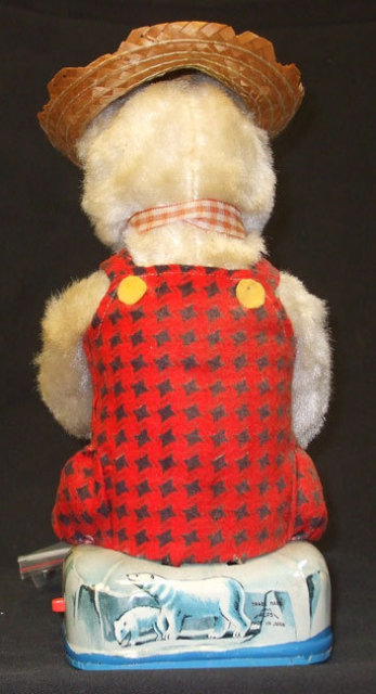 Vintage Bear Fishing Battery Operated Tin Toy Japan