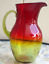 Antique Amerina Amber Glass Pitcher applied handle