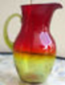 Antique Amerina Amber Glass Pitcher applied handle