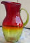 Antique Amerina Amber Glass Pitcher applied handle