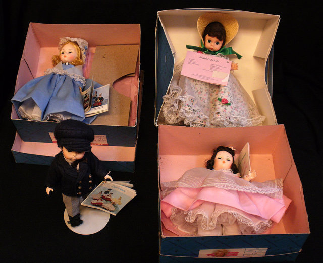 4 Madame Alexander Dolls,1960's Boxes orignial cloths