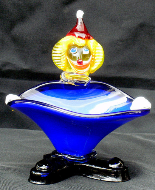 Vintage Murano Glass Clown with Blue Bowl