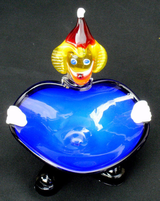 Vintage Murano Glass Clown with Blue Bowl