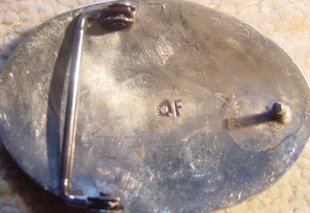 Signed Inlaid Silver Navajo Belt Buckle