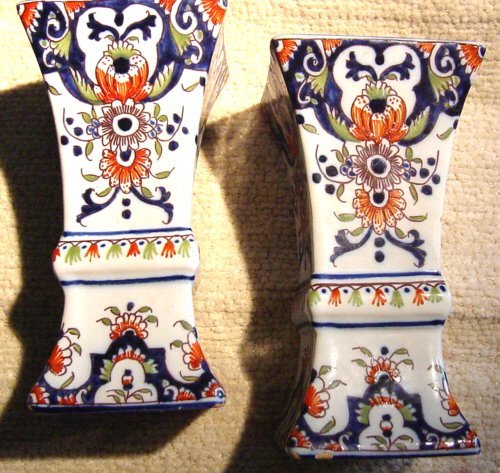Pair 18th Century Rouen vases