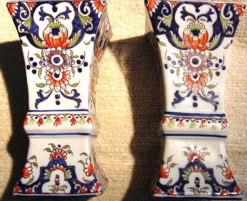 Pair 18th Century Rouen vases