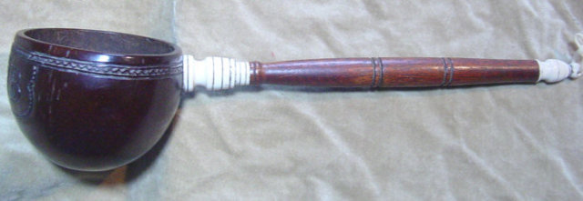 Scrimshaw Carved Coconut Dipper