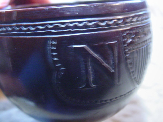 Scrimshaw Carved Coconut Dipper