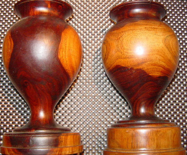 Pair Regency Lignum Vitae Urns