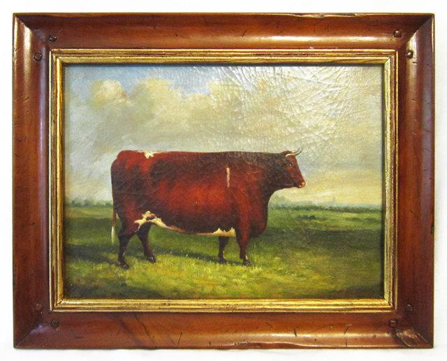 19thC BULL PAINTING / ENGLISH SCHOOL ANIMAL PORTRAIT