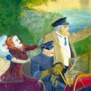 BIPLANE & CAR PAINTING/EARLY 20C QUIRKY FOLK ART O/B
