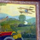 BIPLANE & CAR PAINTING/EARLY 20C QUIRKY FOLK ART O/B