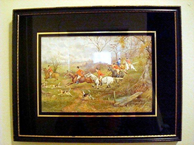 c. 1920s SPORTING ART/FOX HUNT SCENE WATERCOLOR/H. MURRAY