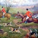 c. 1920s SPORTING ART/FOX HUNT SCENE WATERCOLOR/H. MURRAY