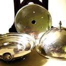 c.1860 MEDALLION BUTTER DISH /GORHAM COIN SILVER 3-PIECE