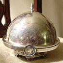 c.1860 MEDALLION BUTTER DISH /GORHAM COIN SILVER 3-PIECE