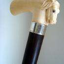 IVORY HORSE CANE/EARLY 1900s/ROSEWOOD & SILVER