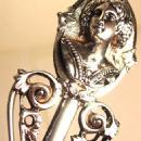 COIN SILVER MEDALLION LADLE/HUGE 15-1/2 IN./C. 1860-70 FIGURESQUE FEMALE