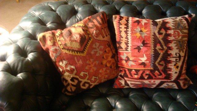 TURKISH KELIM PILLOWS 1920s-1930s PAIR AUTHENTIC ANTIQUE BESSARABIAN