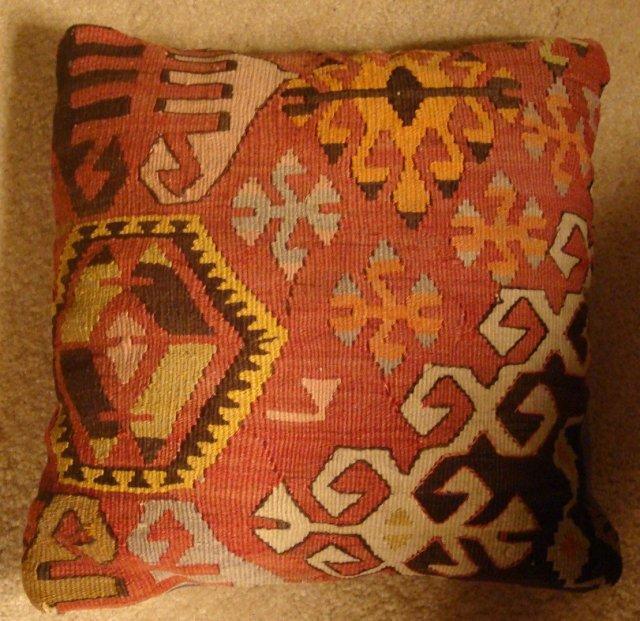 TURKISH KELIM PILLOWS 1920s-1930s PAIR AUTHENTIC ANTIQUE BESSARABIAN