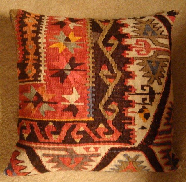 TURKISH KELIM PILLOWS 1920s-1930s PAIR AUTHENTIC ANTIQUE BESSARABIAN