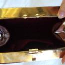 VINTAGE ALLIGATOR PURSE/RED SKIN/GOLD HARD CASE & CHAIN/1940S-50S