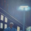 HELEN LAFRANCE PAINTING/MAN UNDER STREETLIGHT PLAYING GUITAR/PICTURED IN NEW FOLK ART BOOK