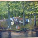 HELEN LAFRANCE PAINTING OF FAMILY REUNION 2 X 3'/IN KATHY MOSES' NEW BOOK ON FOLK ART