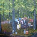 HELEN LAFRANCE PAINTING OF FAMILY REUNION 2 X 3'/IN KATHY MOSES' NEW BOOK ON FOLK ART
