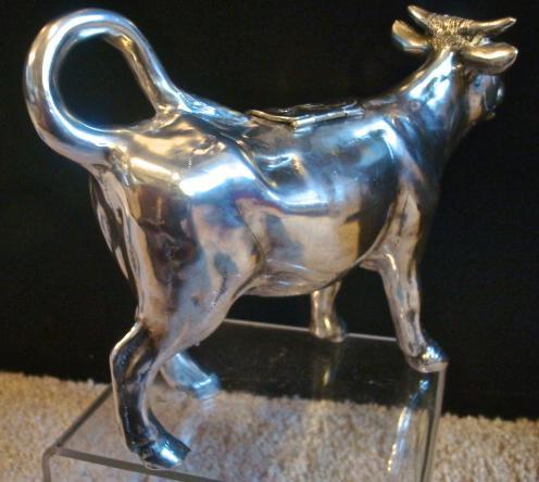 SILVER COW CREAMER / STERLING 1880-1920 GERMANY / HEAVY 16.55 TROY OUNCES!