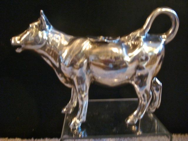 SILVER COW CREAMER / STERLING 1880-1920 GERMANY / HEAVY 16.55 TROY OUNCES!